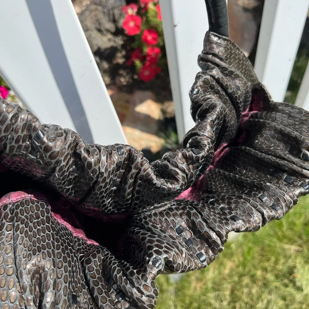 Brighton Patent Leather Mock Snake Skin Bag